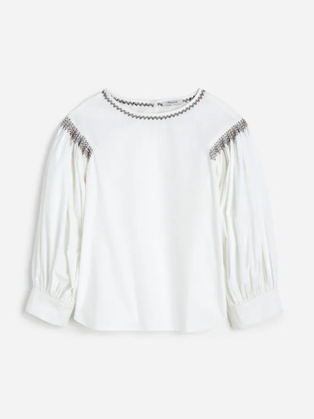Madewell Embroidered Poplin Balloon-Sleeve Top